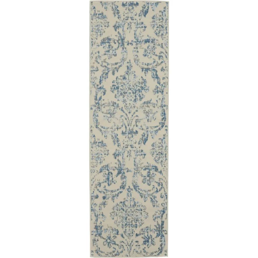 Bliss Vintage Farmhouse Ivory/Blue 2'3 x 7'3 Area Rug, (2' x 7')
