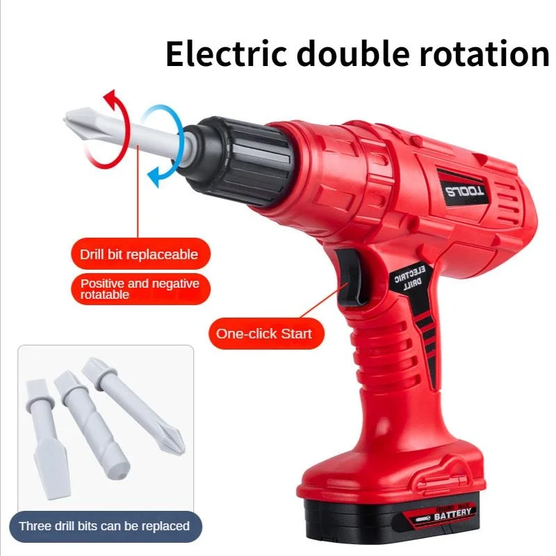 เด็กกล่องเครื่องมือของเล่นเด็กจําลองการบํารุงรักษาไฟฟ้าเจาะแพลตฟอร์มซ่อมเด็กสกรูประกอบ