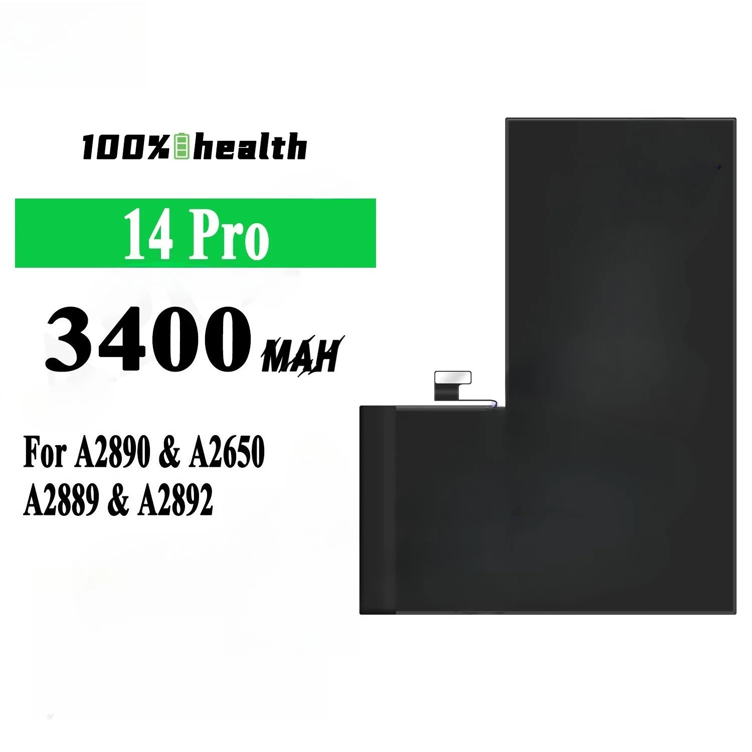 

Сменный аккумулятор емкостью 3400 мАч для модели IPhone 14 Pro A2890/A2650/A2889, диагностический протестированный литий-ионный аккумулятор, высокая совместимость