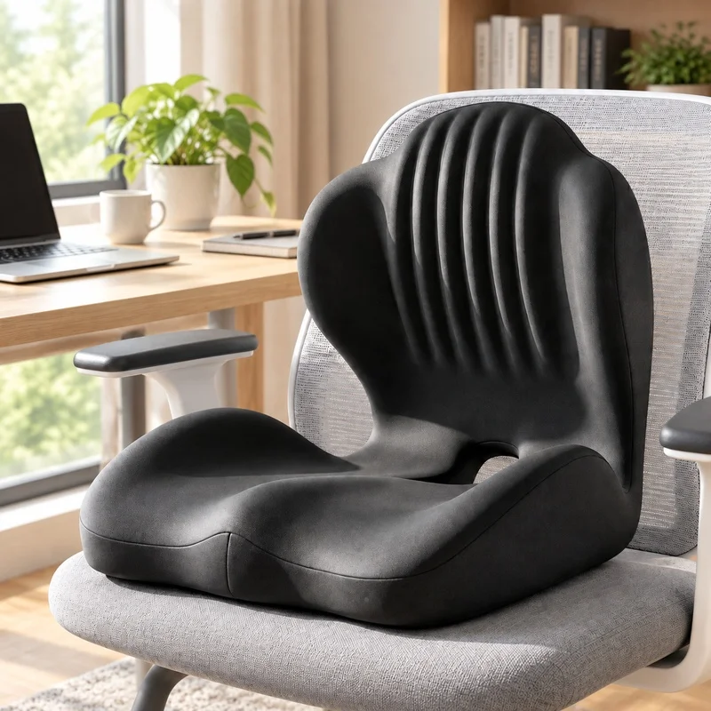 Memory Foam Lumbar Support Cushion for Car and Office Seating, Ergonomic Stress Relief Pad