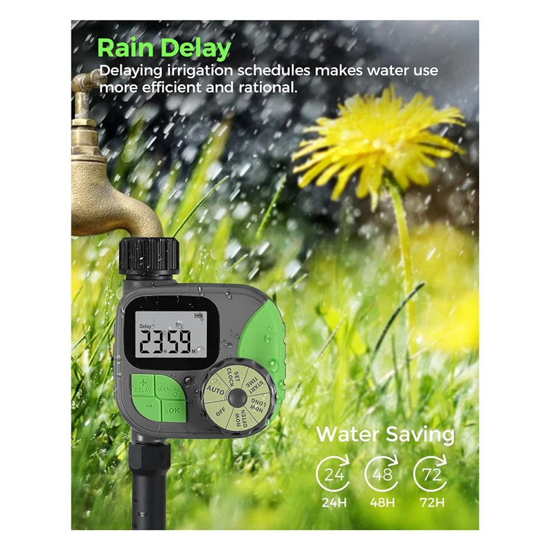 

AB42-Sprinkler Timer Outdoor, Programmable Water Timer For Garden Hose, Waterproof Hose Timer With Rain Delay/Manual