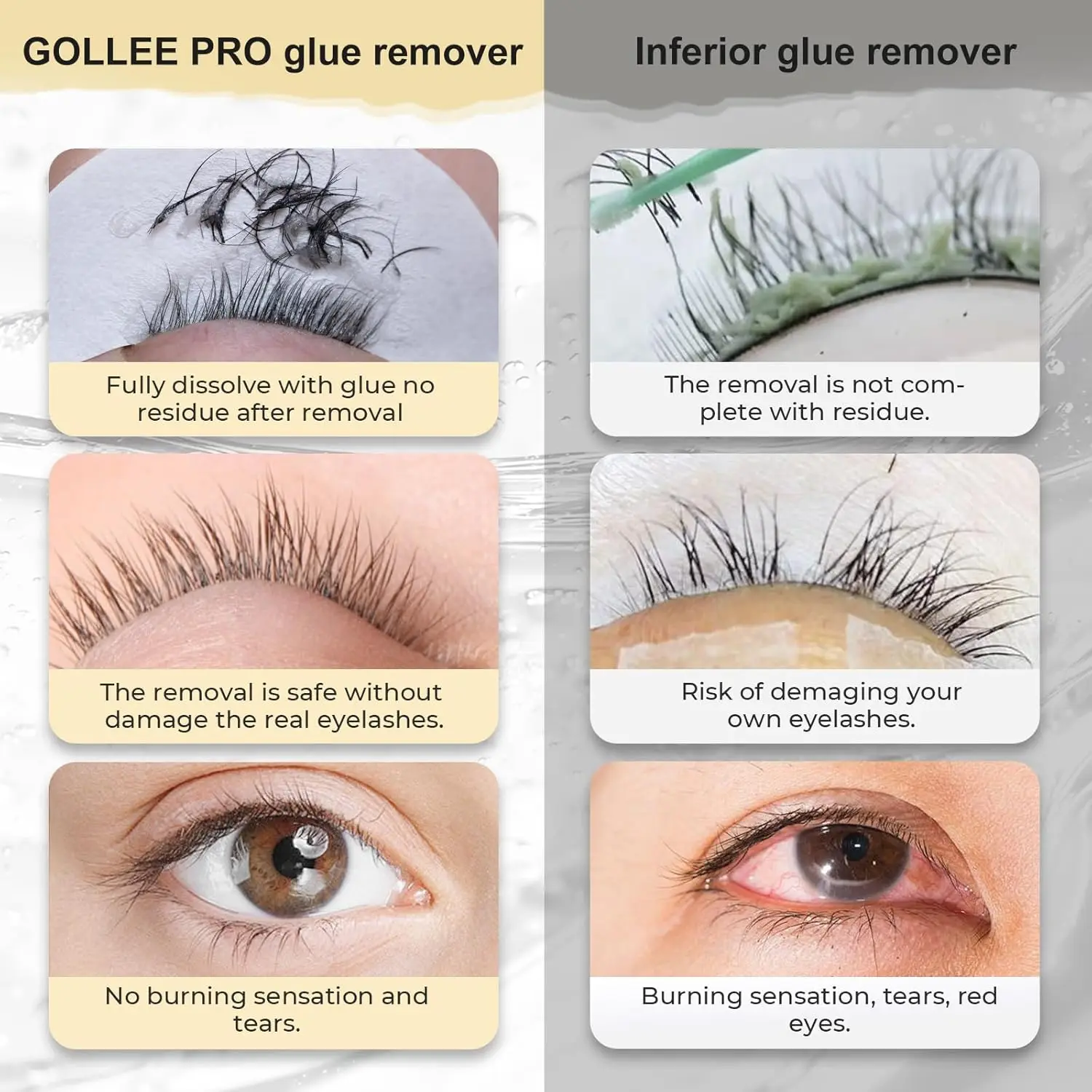น้ำยาล้างกาวต่อขนตา Gollee สูตรอ่อนโยน ละลายเร็วใน 60 วินาที กำจัดกาวอย่างมีประสิทธิภาพ สำหรับมืออาชีพ