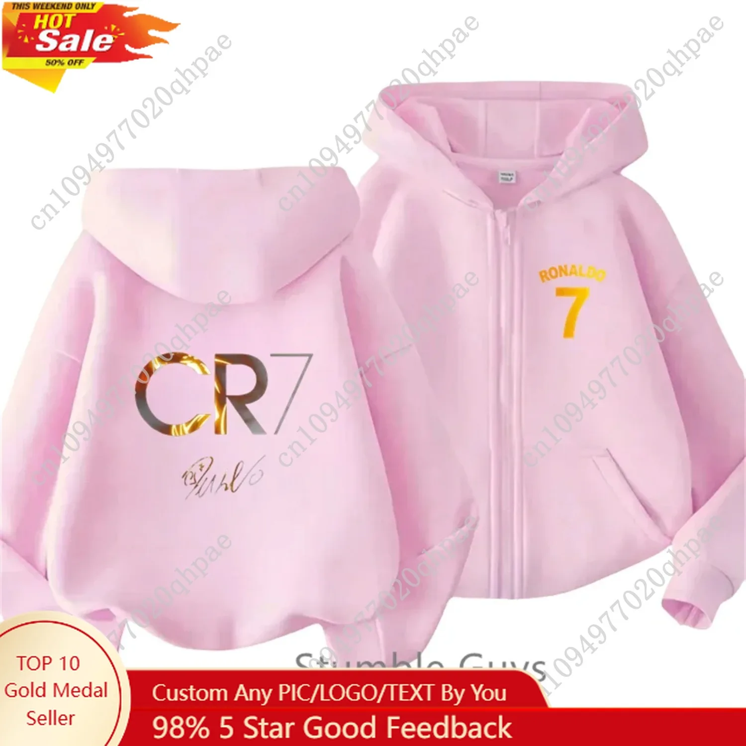 نجم كرة القدم رونالدو - ملابس أطفال بقلنسوة، بدلة شاحنة للأولاد، سويت شيرت جيرسي بسحاب للفتيات بأكمام طويلة، ملابس علوية كاجوال أنيمي