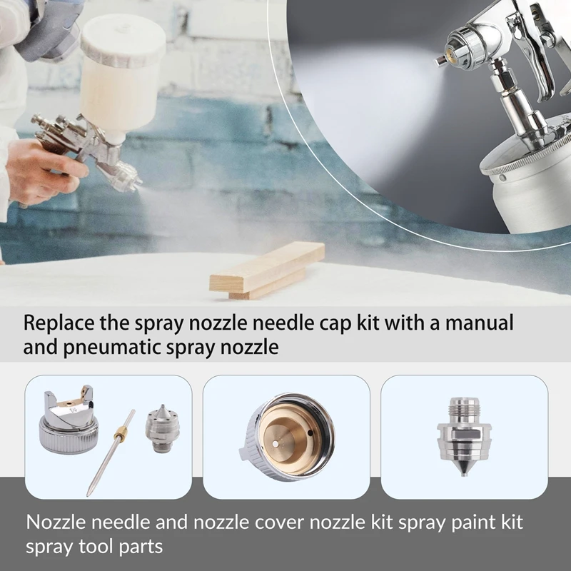 Alat semprot Air Nozzle 1.4 Mm/1.7Mm/2.0Mm, Kit alat semprot cat udara, mulut pipa dan tutup nozel, suku cadang alat semprot udara