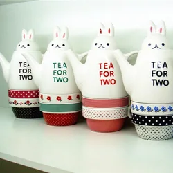 Teapot Cute Cartoon Rabbit Teapot TEA FOR TWO Ceramic Tea Set Tea Pot Set