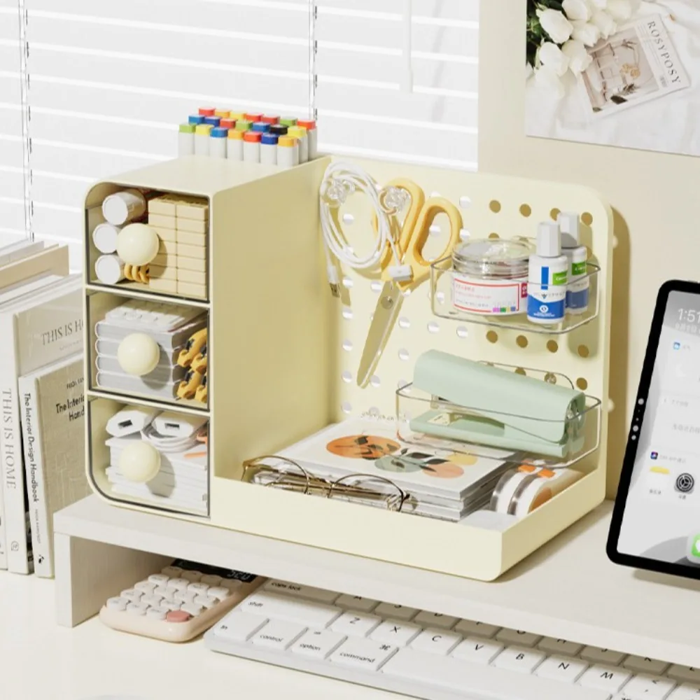 

Cute PP Desktop Storage Box No Need To Punch Holes with Holes Drawer Storage Rack Eco-Friendly Stationery Storage Boxs