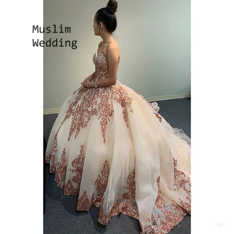 Vestido de quinceañera con lentejuelas de oro rosa brillante, corsé de línea A, con cuentas, largo, para baile de graduación, dulce vestido de cumpleaños, 15, 2020