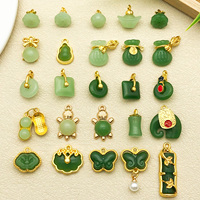 Mix 25pcs Chinese-style Hetian Jade & Natural Stone Charms Pendants Set - Perfect for DIY Necklace, Earring & Bracelet Crafting