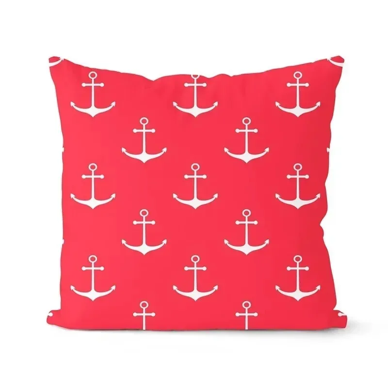 Home Decor Nautical Pattern Anchor, Crab, Shell Pillow Cover Pattern Cushion Covers for Sofa Bedroom Car Pillow Covers
