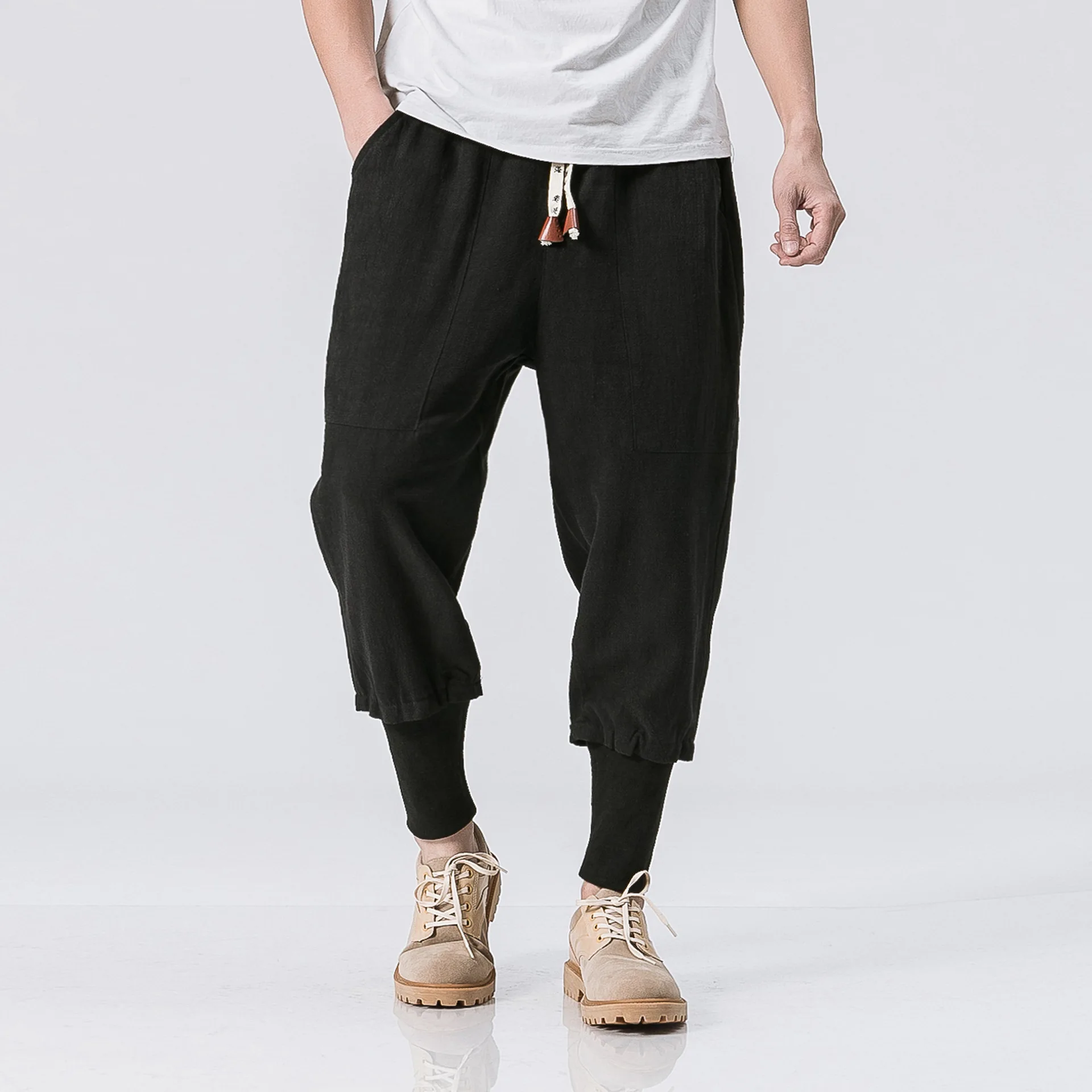 

Мужские модные шаровары, китайские льняные спортивные штаны, высококачественные повседневные брендовые брюки большого размера, мужские