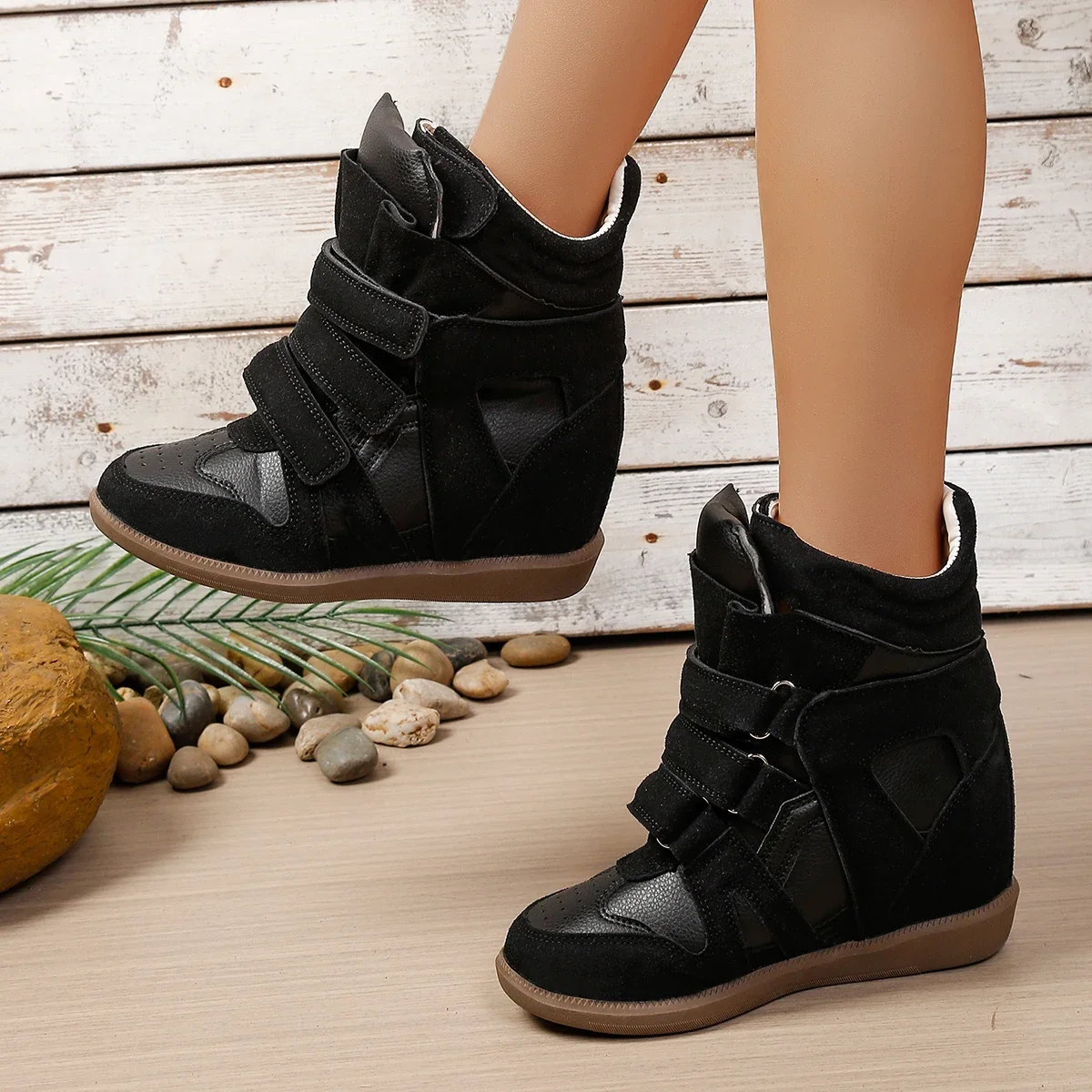 Women Wedges Shoes New Interior Height Increasing Exquisite Ankle Boots Trend Genuine Leather Platform Fashion Casual Sneakers