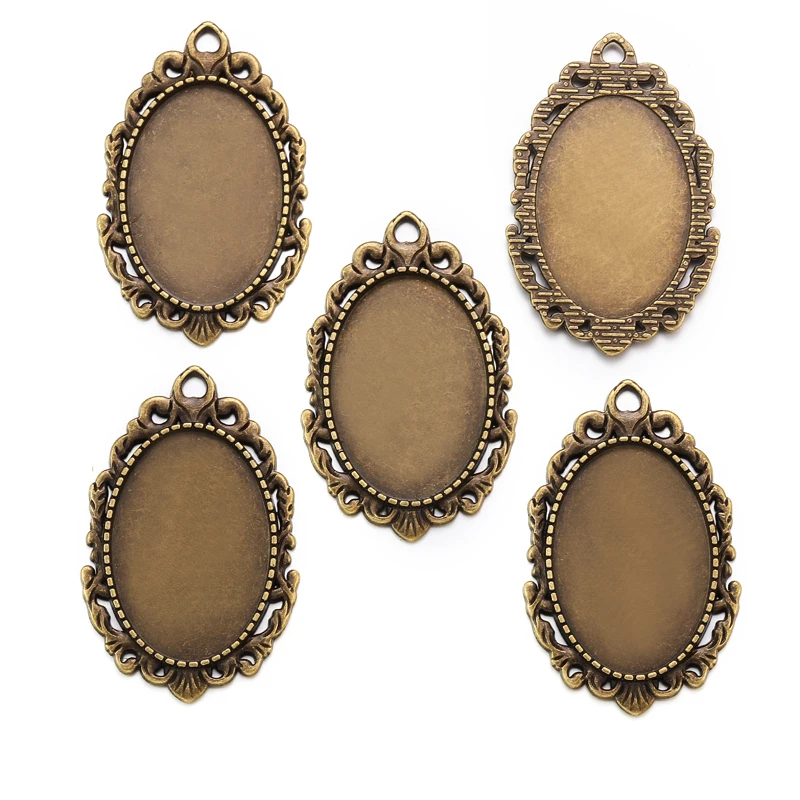 4pcs Necklace Pendant Setting Cabochon Base Tray Bezel Blank