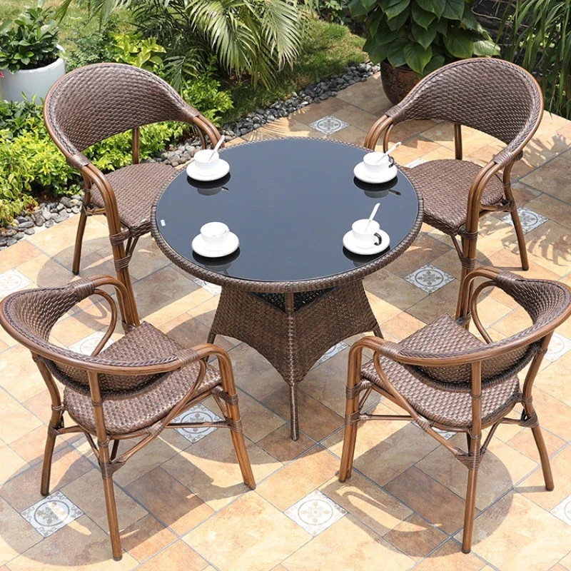 

Rattan chair outdoor combination set courtyard garden balcony small coffee table buck chair rattan table and chair