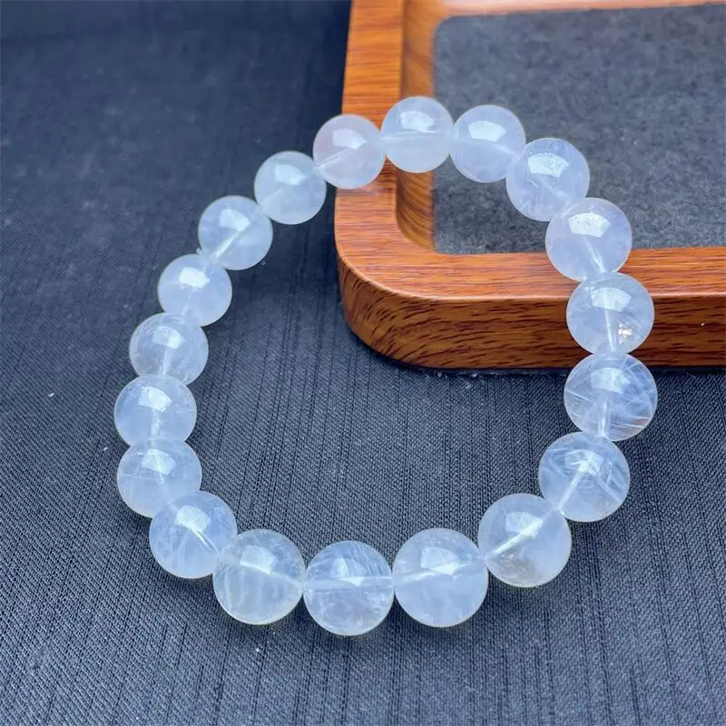 10MM Natural Blue Rutilated Quartz Bracelet Men Women Reiki Healing Strand Bangles Fashion Wristband Jewelry Gift 1PCS