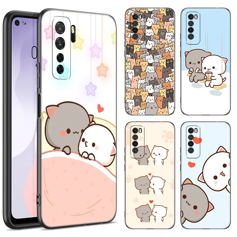 Funny Cartoon Cat Black Silicone Phone Case For Huawei Nova 8 9 10 SE 11 Ultra 12 Pro 7i 8i 11i 11E Y70 Plus Y60 Y61 Y71 Y90 Y91