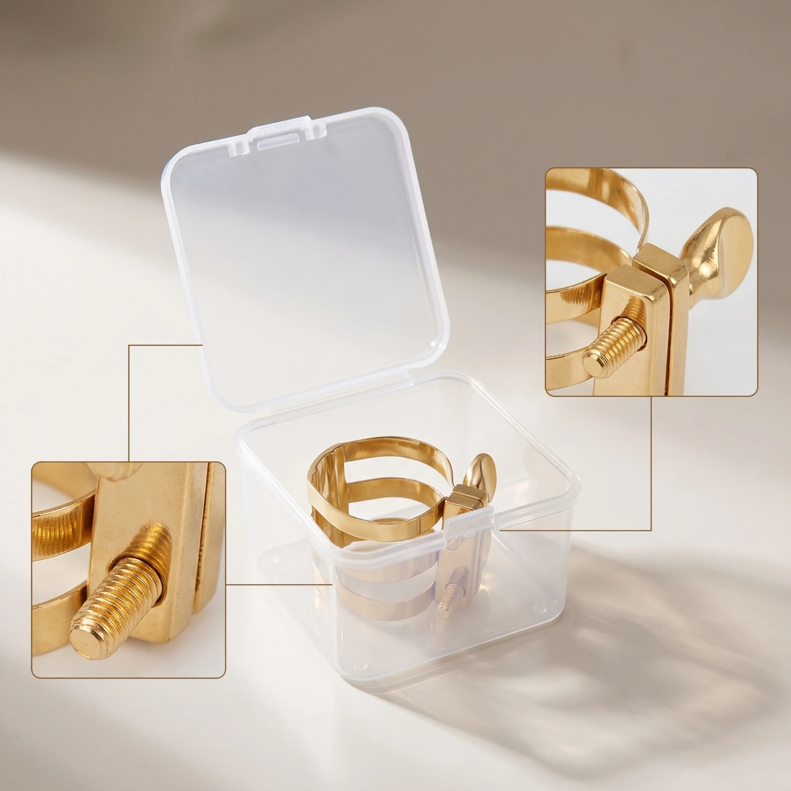 Saxophone Ligature with Storage Box Sturdy Alto Saxophone Ligature Accessory Compact Mouthpiece Component Portable