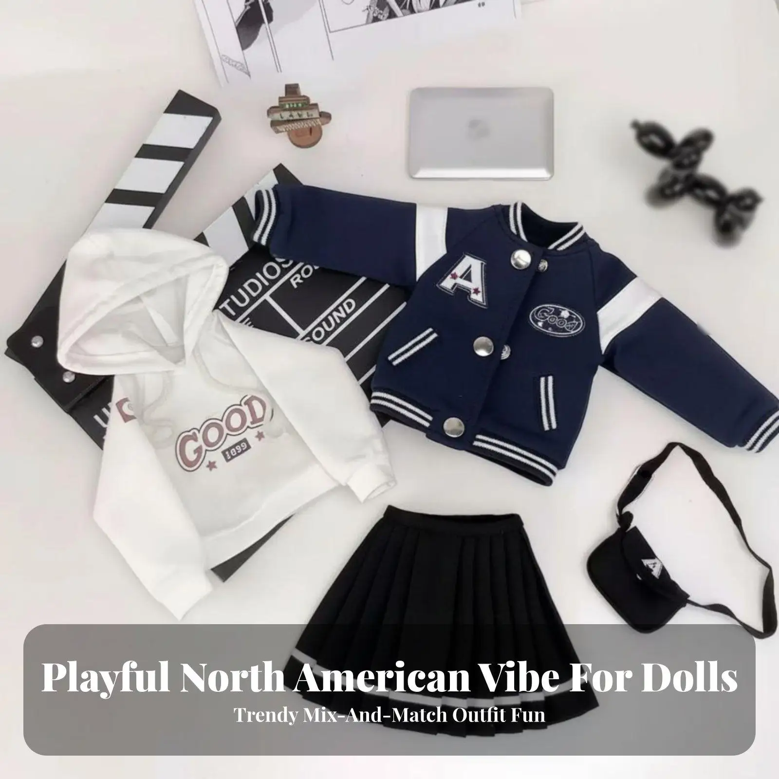 Doll Baseball Outfit Stylish Layered Jacket Set Doll Clothing for BJD Doll 1 4 Dress Up Accessories Street Fashion
