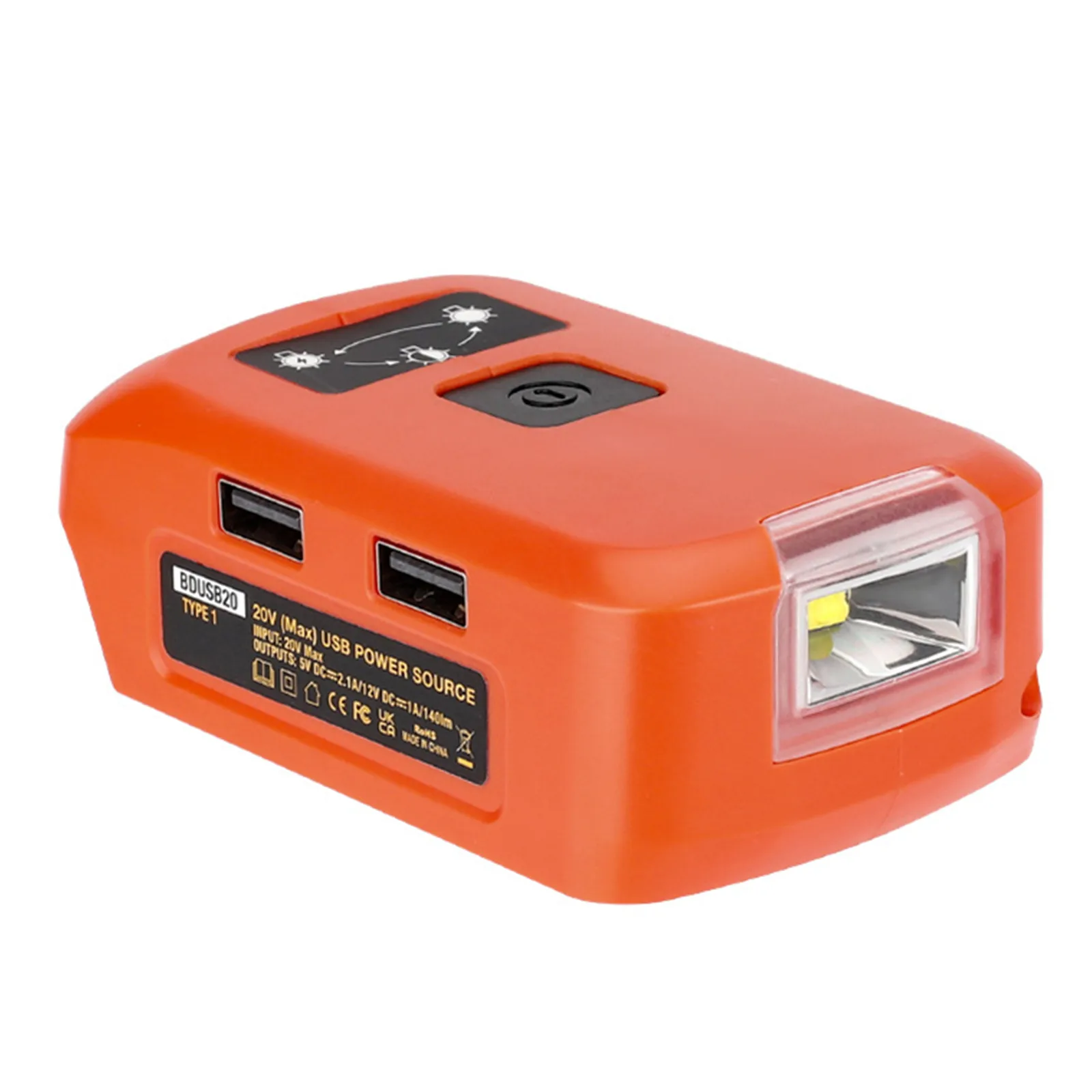 

Адаптер для батареи для Black & Decker, литий-ионная батарея 20 в макс. с двумя USB-портами, зарядное устройство для телефона и лм, фотосессия для LB20, LB2X4020