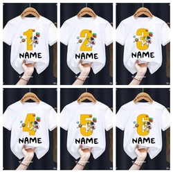 Custom Name Birthday Kids Tshirt Space Astronauts Number 1-9th Print T-Shirt Boys Clothes Ashion Child Shirts Kid Birthday Gift