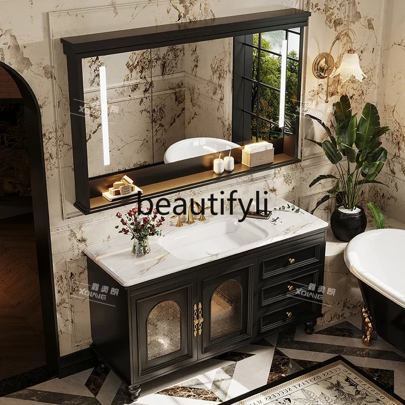 

ss K178 ss 25 French retro oak floor-to-ceiling bathroom cabinet combination bathroom washstand bathroom cabinet