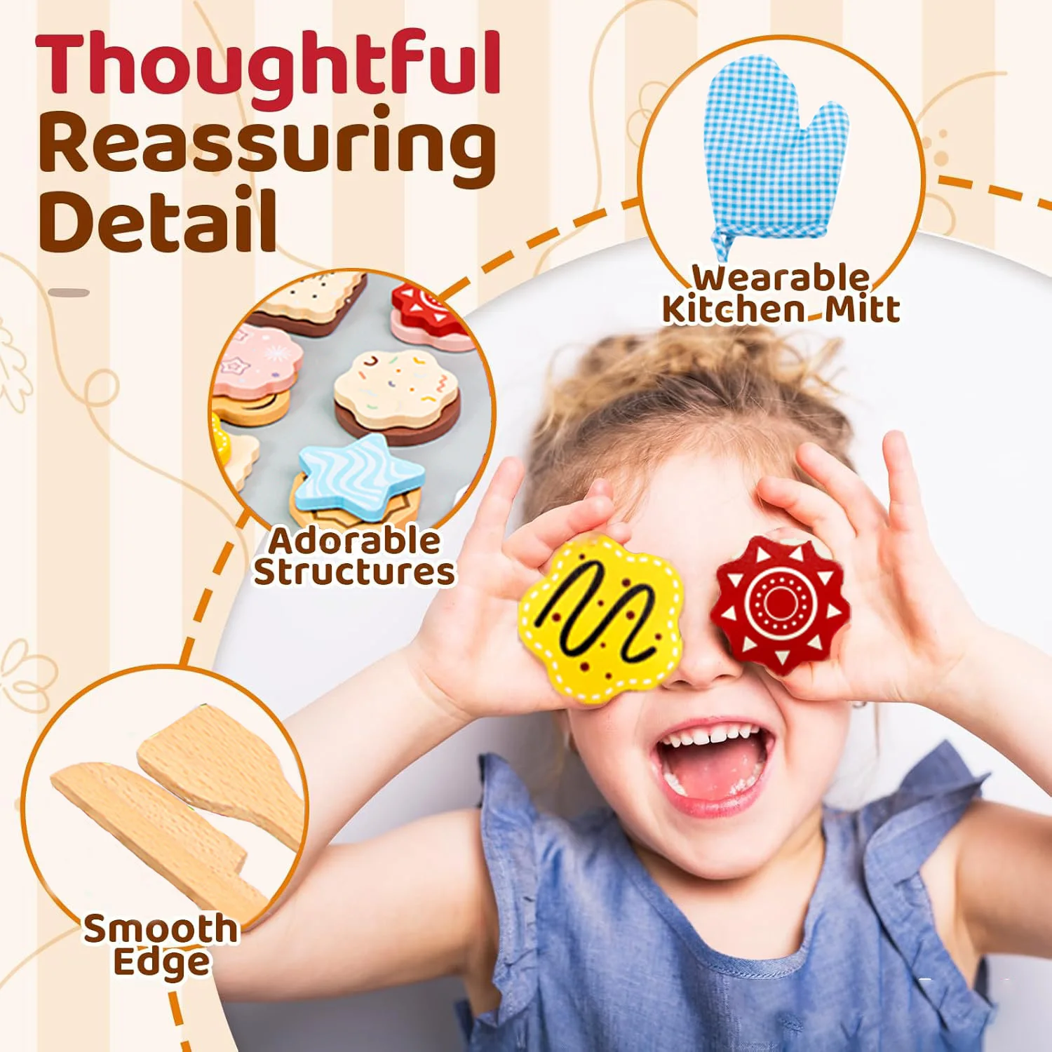 Juego de galletas de madera para niños, accesorios de cocina, juguetes de comida, juego de simulación, regalo para hornear, juguetes de aprendizaje para niños pequeños