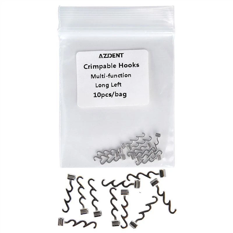 10 Stück/Packung AZDENT Kieferorthopädische Crimpbare Haken Multifunktional Lang Links und Rechts Größenvarianten Dentalmaterial – Detail 2
