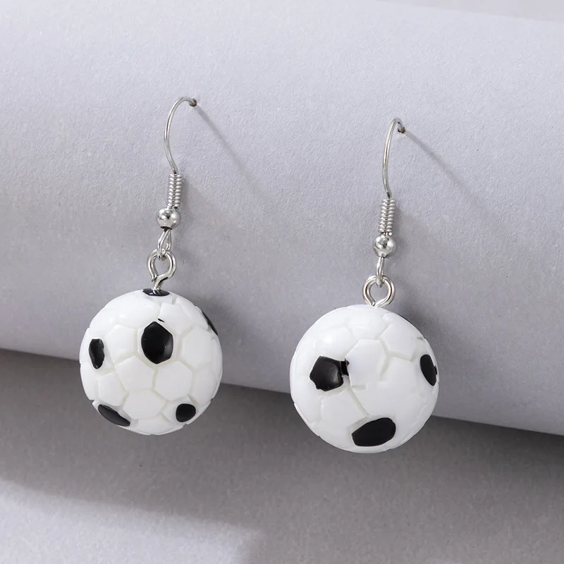 

Sports style, fashionable and personalized mini simulation resin football basketball earrings
