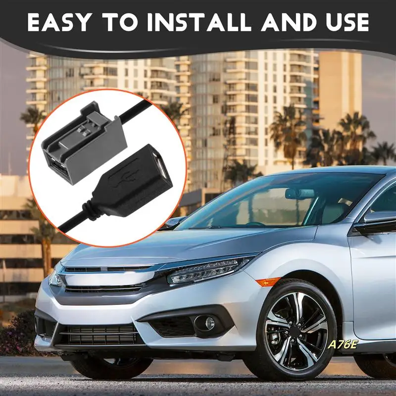 Car Aux USB Cable Adapter Female Port Extension Wire For Honda Civic Jazz CR-V Accord Stereo MP3 Interface Car Accessories