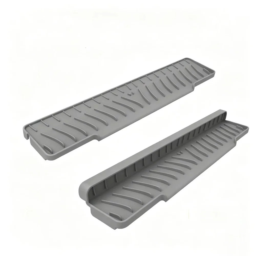2pcs Multifunctional Foldable Silicone Sink Splash Guard Drain Drainage Mat Spill Proof Slope Water Diverter Pad Ideal For Kitch