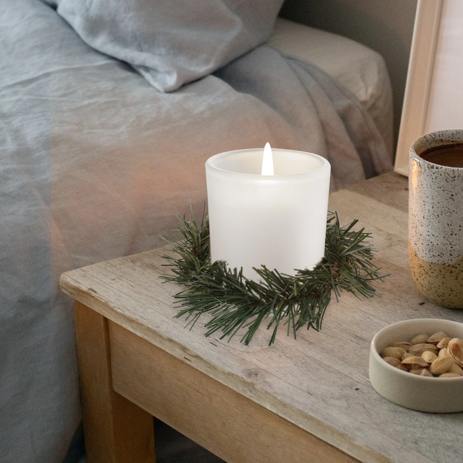 

10Pcs Artificial Pine Christmas Rings Wreath Pillar Decor Door Wall Decoration Xmas Party Supply