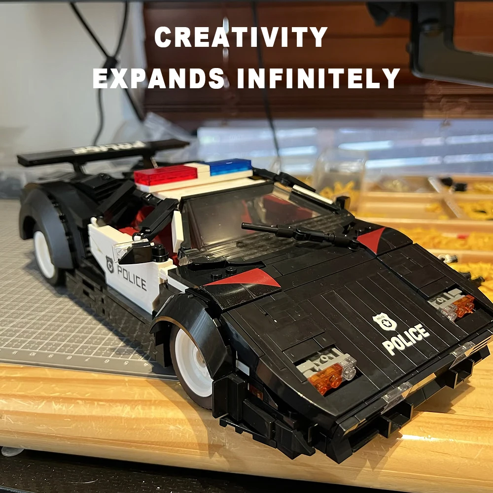 

Collectible Sports Car Police Car Model Building Block Set Assembled Vehicle Model Trendy Desktop Ornament Bricks For Collection