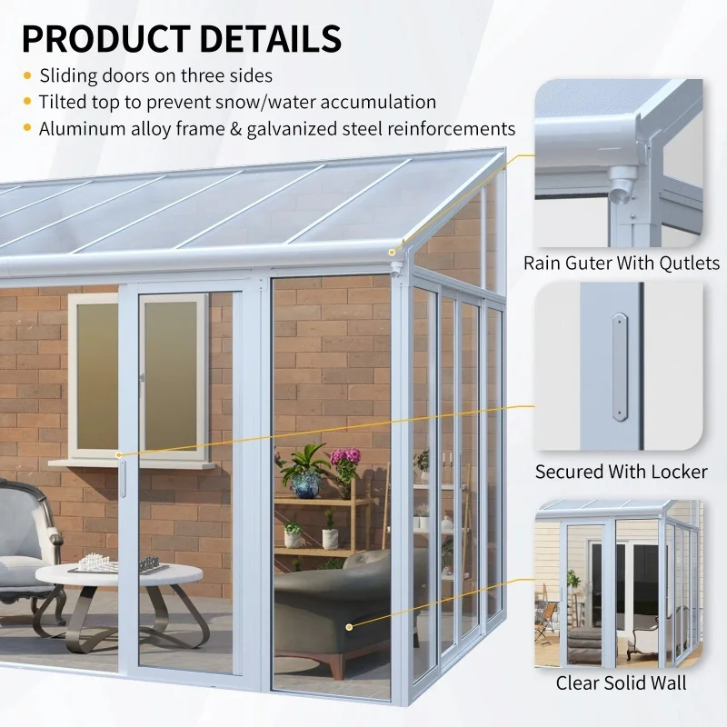 custom.Factory Price Winter Wind Resistant Garden Solarium Sunroom Aluminum Glass House Outdoor Patioen Glass Room