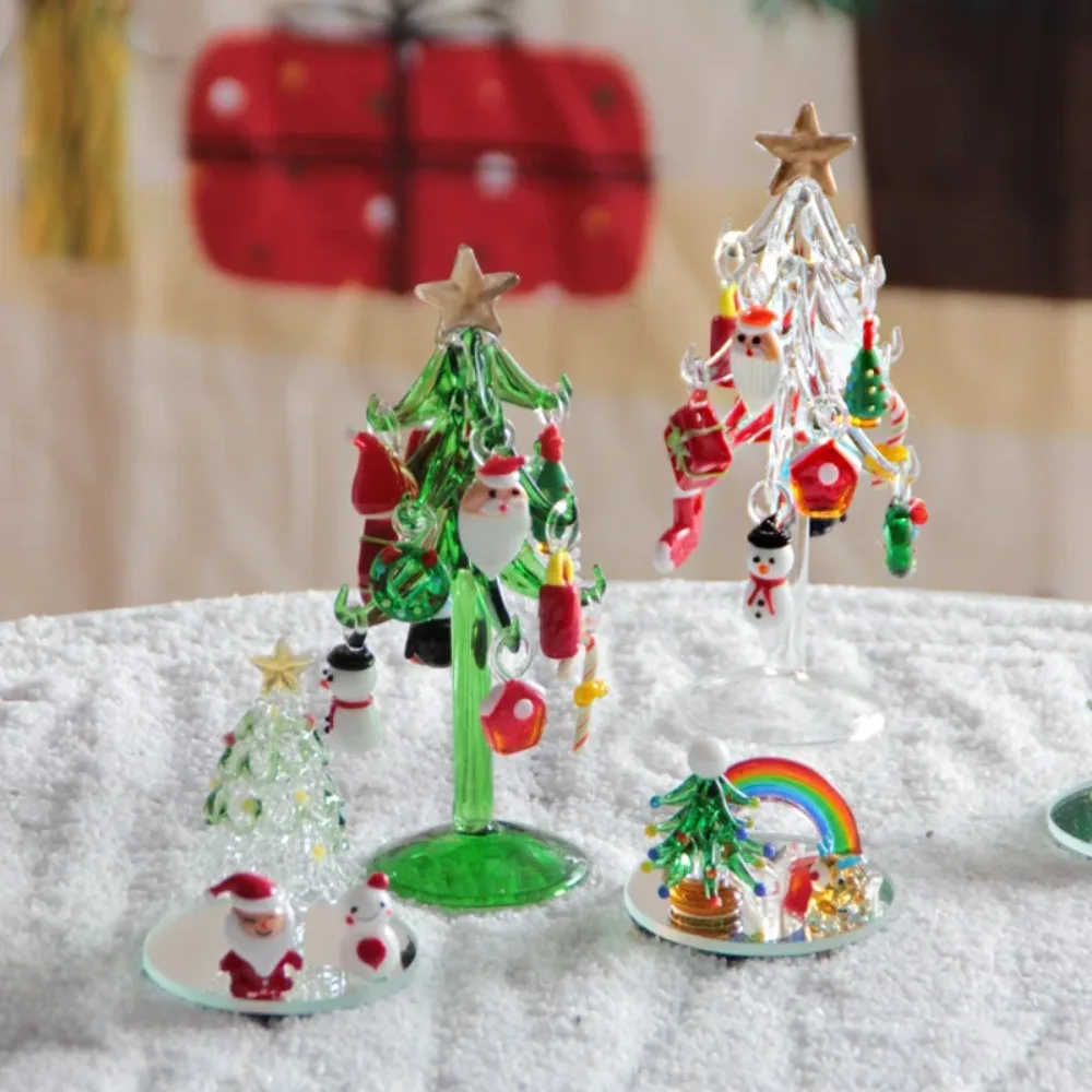 مخصص اليدوية زجاج مورانو الحرف شجرة عيد الميلاد التماثيل الحلي محاكاة عيد الميلاد ديكور المنزل قلادة الهدايا 15 سنتيمتر