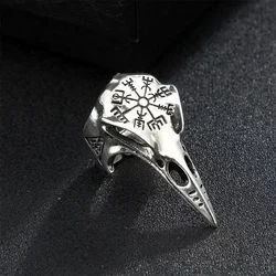 Vintage Viking Raven Ring Fashion Trend Men's Punk Rock Hip Hop Ring Pirate Rune Symbol Party Niche Banquet Gift Accessory Ring