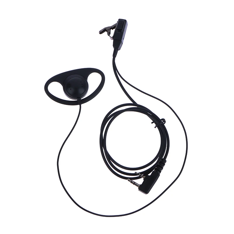 Single Wire Earpiece Headset Kit MIC PTT Mic D Shaped 2 Pin Radio Earphone Walkie Talkie for KENWOOD BAOFENG TYT Ear Hook