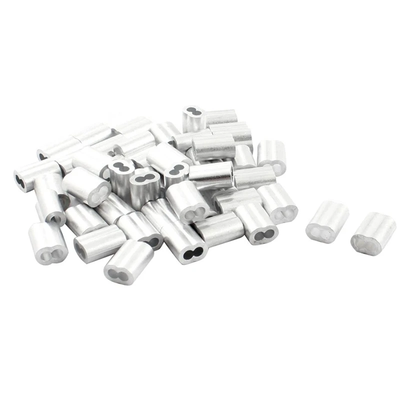 100Pcs Aluminum Crimping Loop Sleeve For 3Mm Diameter Wire Rope And Cable