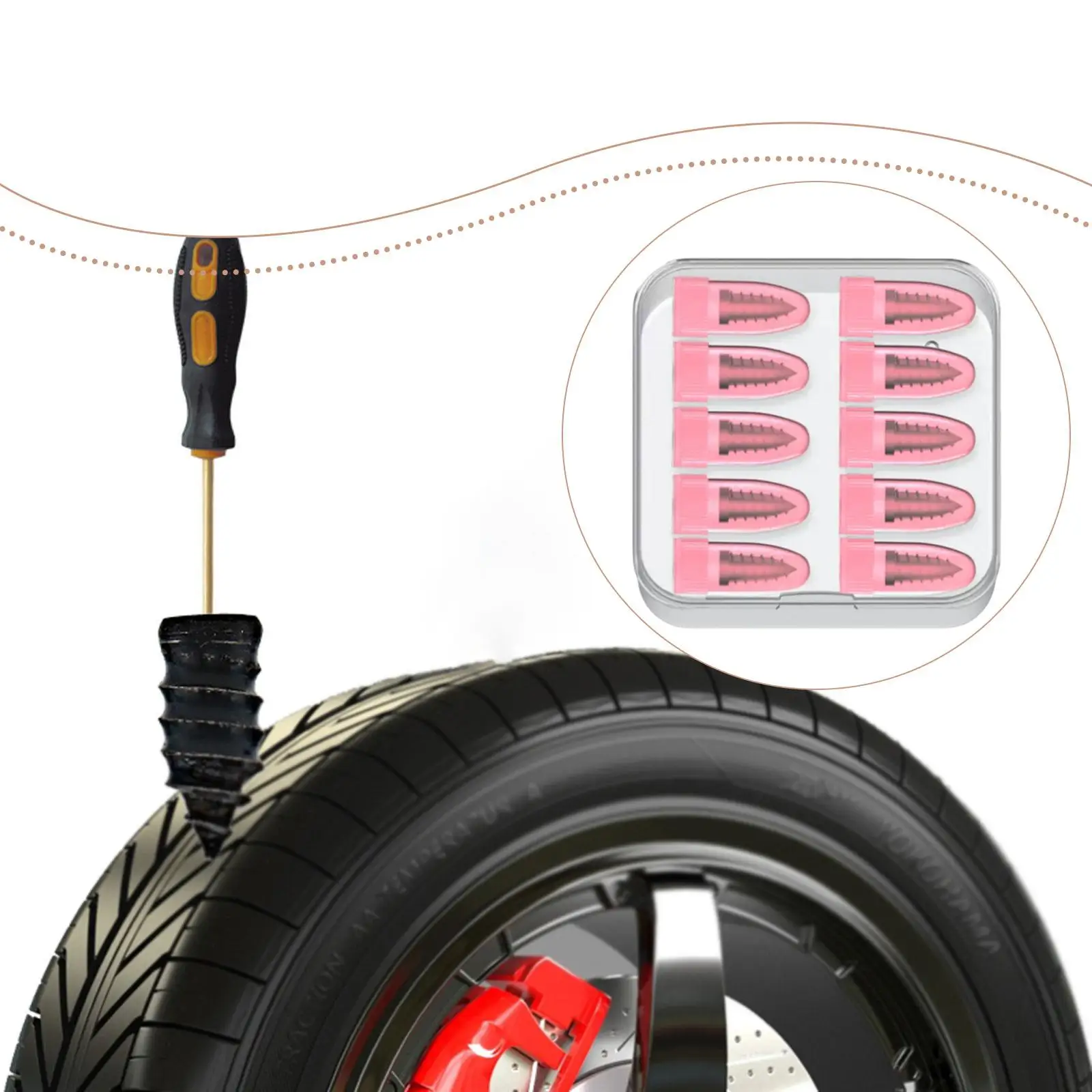 

Vacuum Tire Repair Rubber Nail Spiral Screw in Tire Repair Plugs Accessories for Truck Performance Replacement