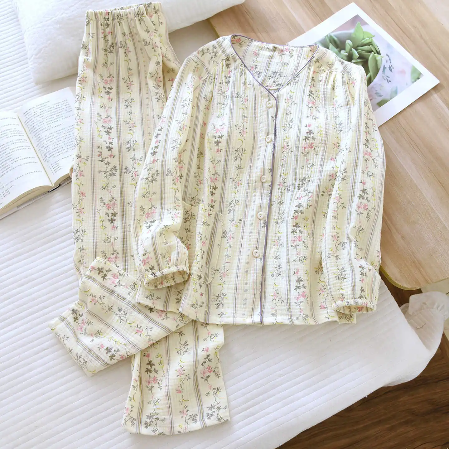 

Cotton Pajamas Female Clothing Home Wear 2026 Spring And Autumn Long Sleeve Sleepwear Woman Sleeping Clothes Homewear Suit