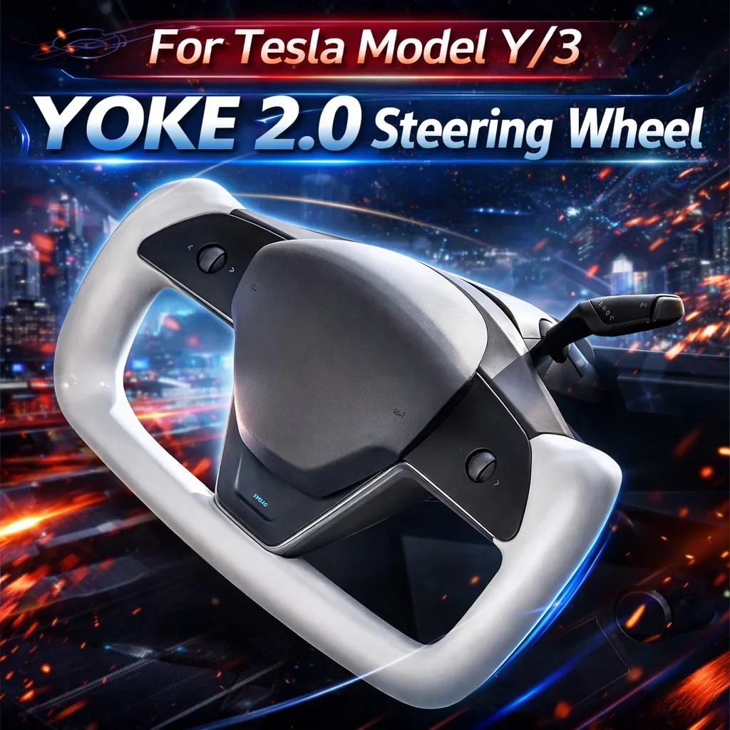 

Yoke Steering Wheel 2.0 Nappa Leather Heated for Tesla Model 3 2021-2023 Model Y 2017-2025 Racing Style Yoke Wheel Car Interior