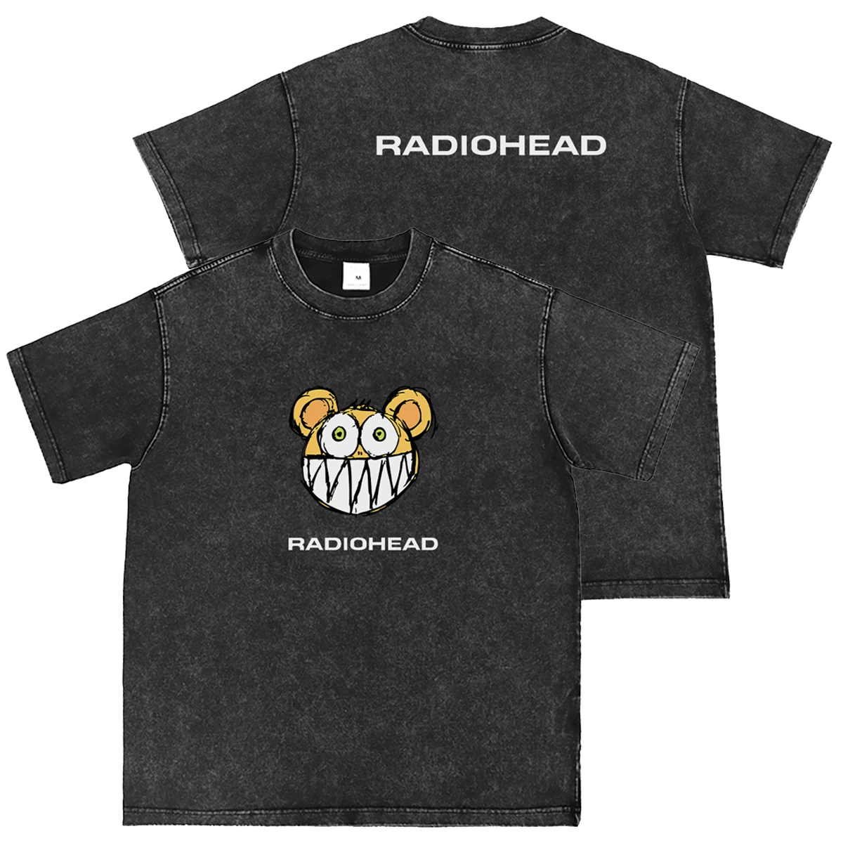 

Radiohead, высококачественный роскошный бренд футболок с короткими рукавами и потертостями серого цвета в стиле ретро American Street Rock