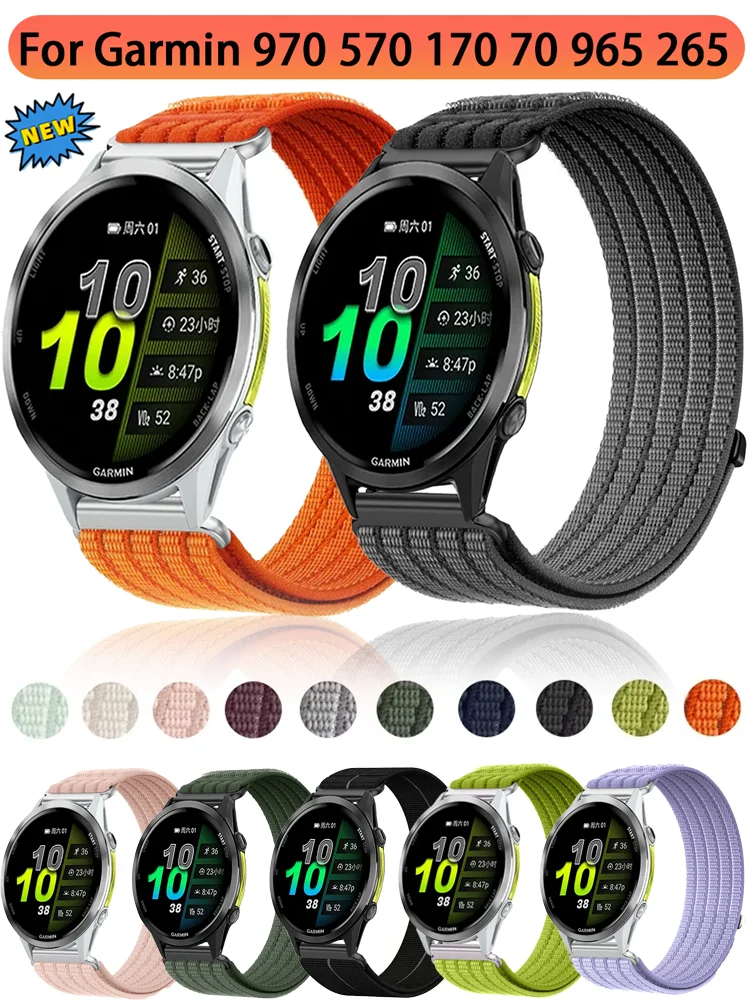 Nylon-Armband 18mm 20mm 22mm für Garmin Forerunner 970 570 47/42mm 170 70 965 265 165 55 Venu 4 45/41mm Armband Garmin Active 6 5