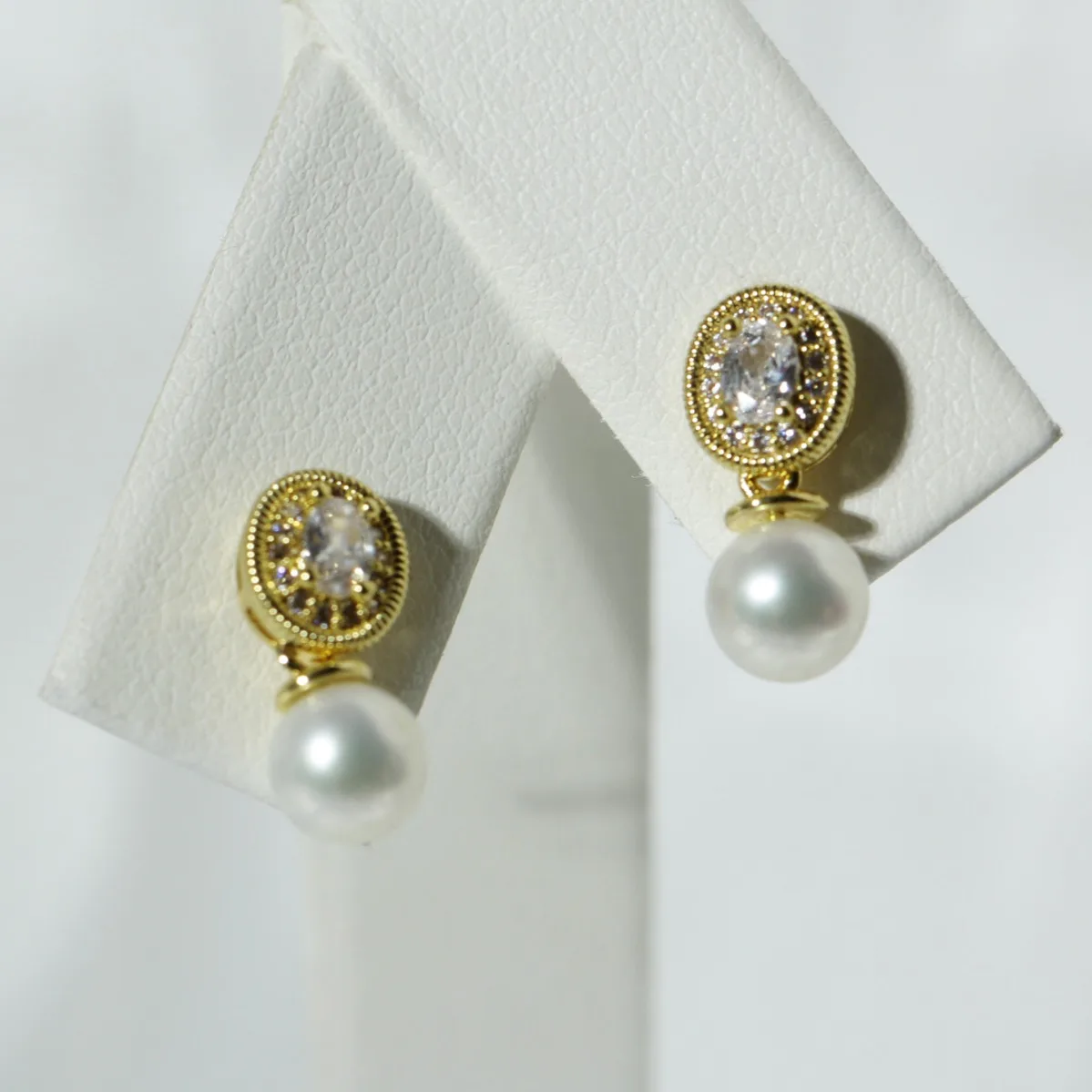 Vintage Premium Women Brass Gold Plated Blank Setting Handmade Findings For DIY Oval Pearl Stud Earring Fit 8-14mm Pearls