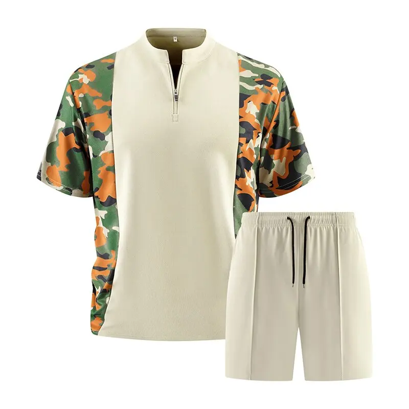 

Men's Summer New Fashion Trendy Sports Fitness Short Sleeve Polo Shirt & Shorts Set Loose Fit High-Quality Two-Piece Set