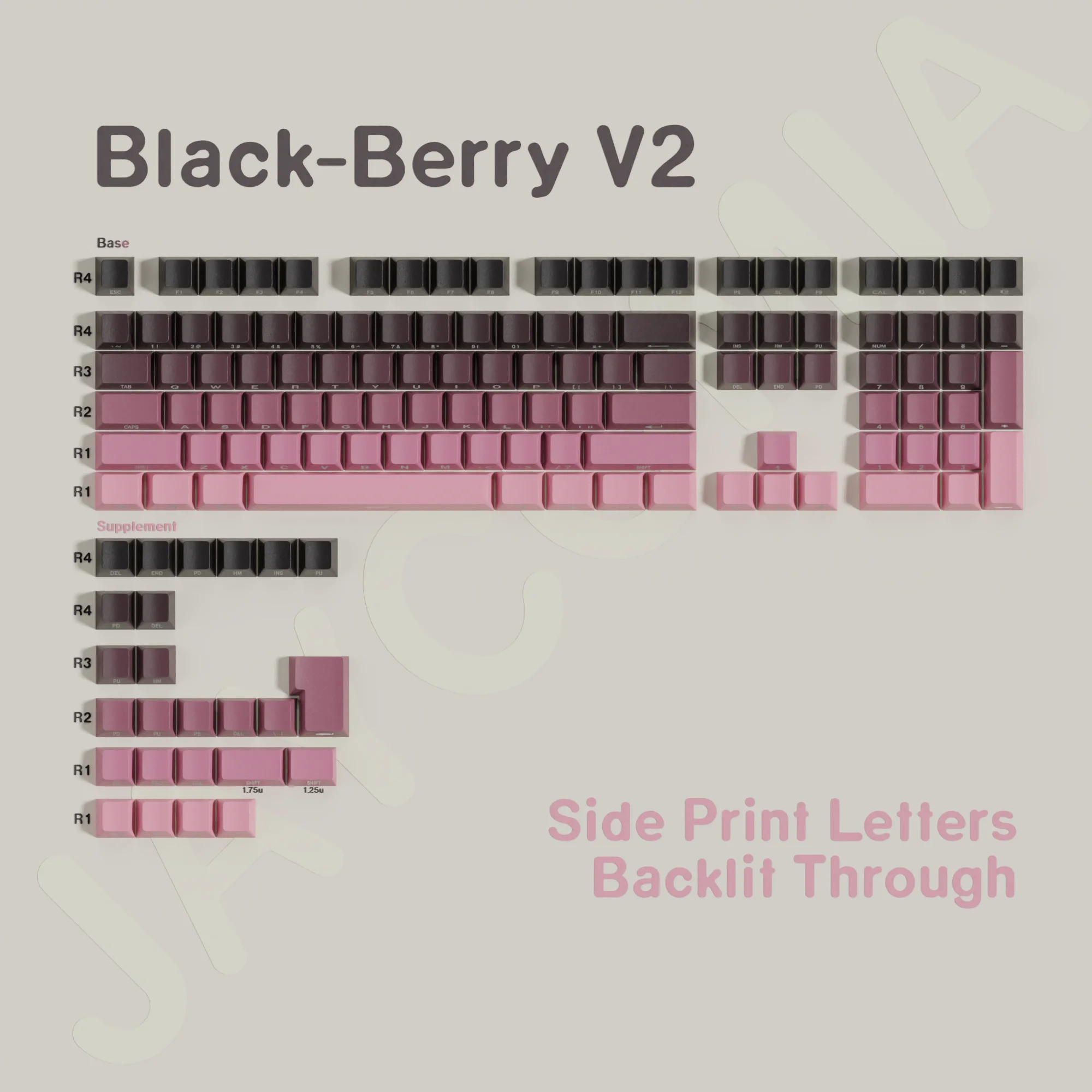 Gradiënt Keycaps Side Print Backlit Door Letter Pbt Materiaal Cherry Profile Iso Layout Big Set Key Caps Voor Mx Switch Wooting
