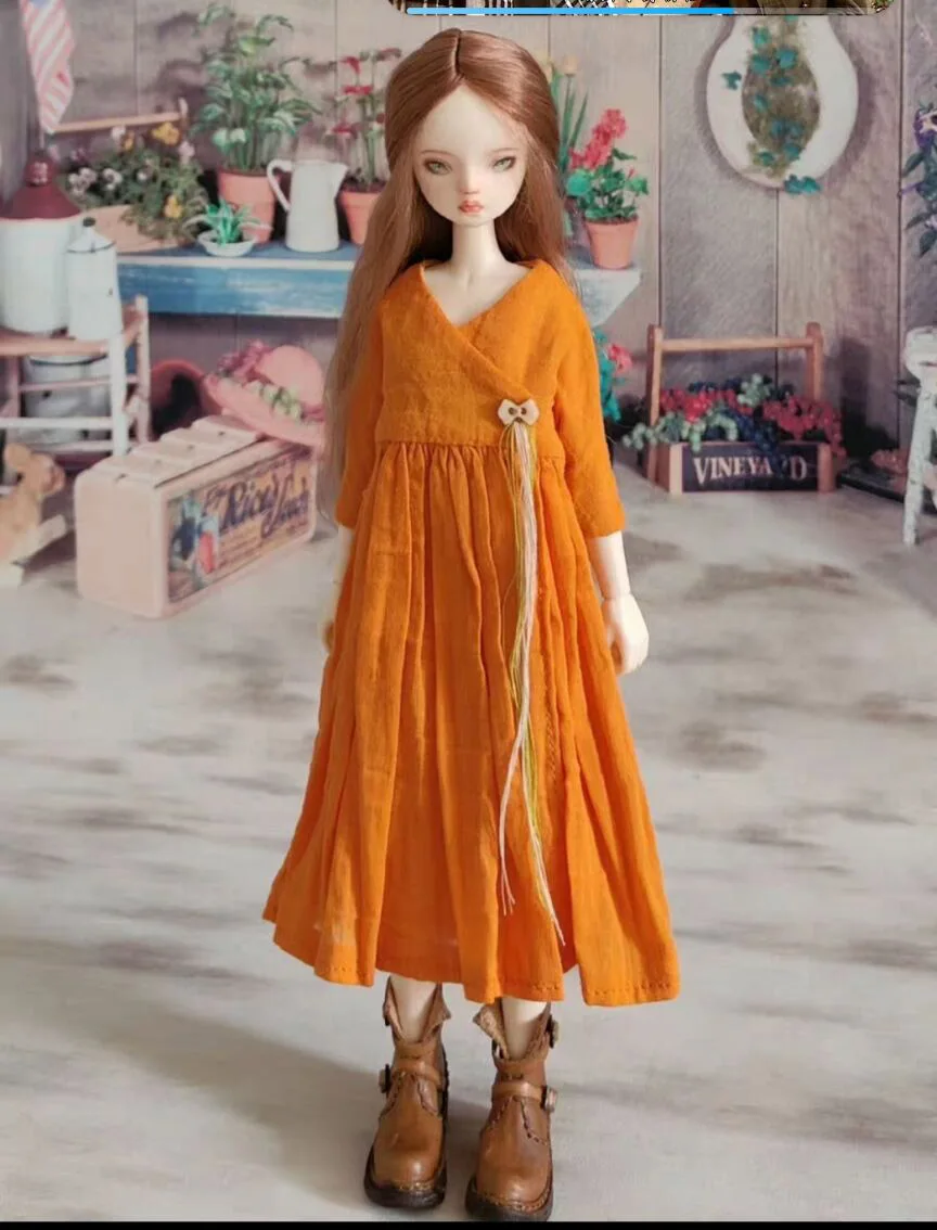 Hot 1pcs Fashion style clothes blythe doll outfit one piece dress orange 1/6 30cm(Fit for Pullip,Ob22/24/26, Licca)