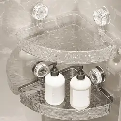 Vacuum Suction Cup Bathroom Corner Shelf Wall Mounted Drain Rack Shower Shelf For Bathroom Accessories Organizer Bath Toiletries