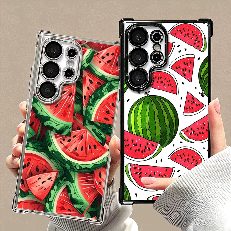 Watermelon Summer Fruit Soft Phone Case For Samsung Galaxy S26 Ultra S25 Edge S24 FE S23 Plus S22 S21 + S20 Plating Anti-Fall Fu
