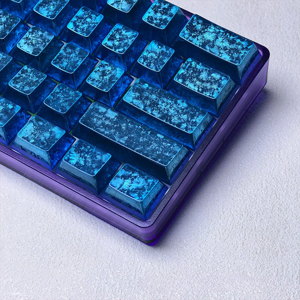 Frost Keycap PBT 61 Key Side Engraved Translucent Keychain Compatible with 60% Layout Mechanical Keyboard Wooting