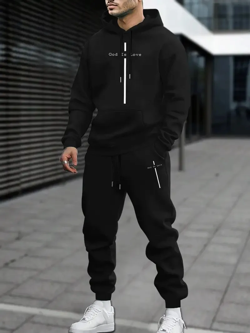 

The new men's hoodie set for Spring and Autumn 2025 is comfortable soft casual and fashionable with letter prints