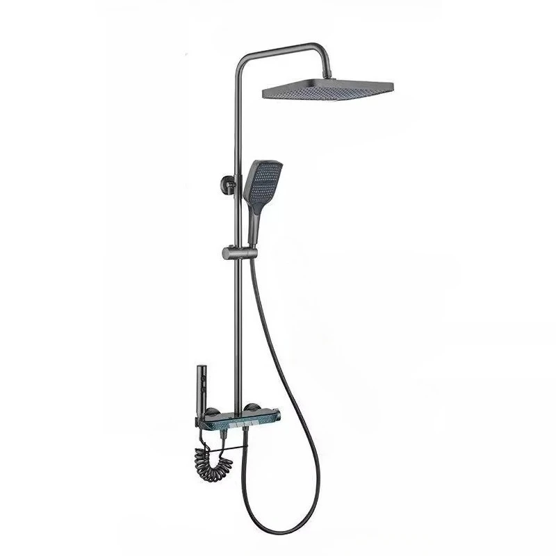 

Cream white thermostatic shower set bathroom pressurized shower household ambient light bath tub